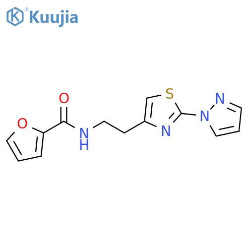 N-{2-2-(1H-pyrazol-1-yl)-1,3-thiazol-4-ylethyl}furan-2-carboxamide structure