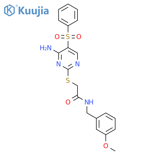 2-{4-amino-5-(benzenesulfonyl)pyrimidin-2-ylsulfanyl}-N-(3-methoxyphenyl)methylacetamide structure