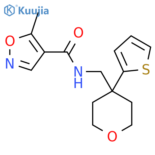 5-methyl-N-{4-(thiophen-2-yl)oxan-4-ylmethyl}-1,2-oxazole-4-carboxamide structure