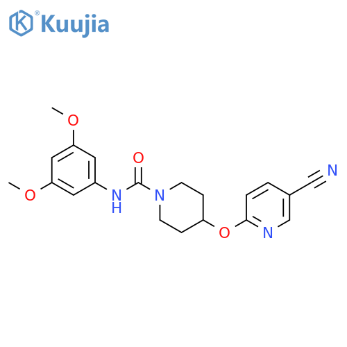 4-[(5-cyanopyridin-2-yl)oxy]-N-(3,5-dimethoxyphenyl)piperidine-1-carboxamide structure