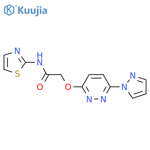 2-{[6-(1H-pyrazol-1-yl)pyridazin-3-yl]oxy}-N-(1,3-thiazol-2-yl)acetamide structure