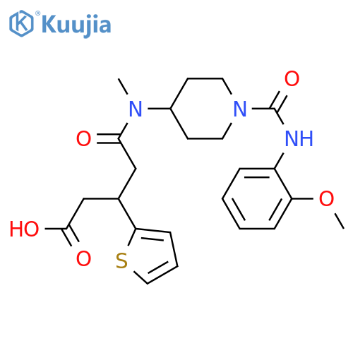 4-[({1-[(2-methoxyphenyl)carbamoyl]piperidin-4-yl}methyl)carbamoyl]-3-(thiophen-2-yl)butanoic acid structure