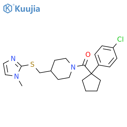 1-[1-(4-chlorophenyl)cyclopentanecarbonyl]-4-{[(1-methyl-1H-imidazol-2-yl)sulfanyl]methyl}piperidine structure