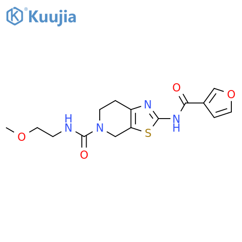 2-(furan-3-amido)-N-(2-methoxyethyl)-4H,5H,6H,7H-1,3thiazolo5,4-cpyridine-5-carboxamide structure
