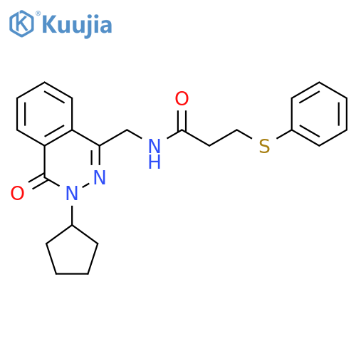 N-[(3-cyclopentyl-4-oxo-3,4-dihydrophthalazin-1-yl)methyl]-3-(phenylsulfanyl)propanamide structure