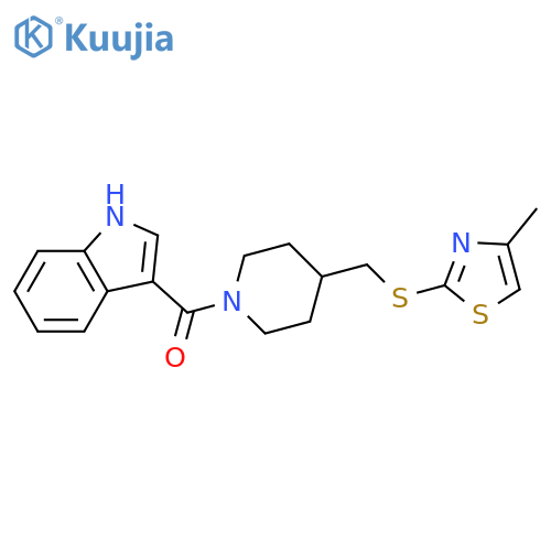 3-(4-{[(4-methyl-1,3-thiazol-2-yl)sulfanyl]methyl}piperidine-1-carbonyl)-1H-indole structure