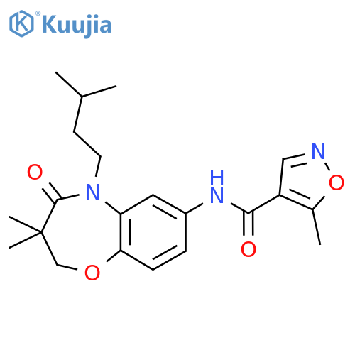 N-3,3-dimethyl-5-(3-methylbutyl)-4-oxo-2,3,4,5-tetrahydro-1,5-benzoxazepin-7-yl-5-methyl-1,2-oxazole-4-carboxamide structure