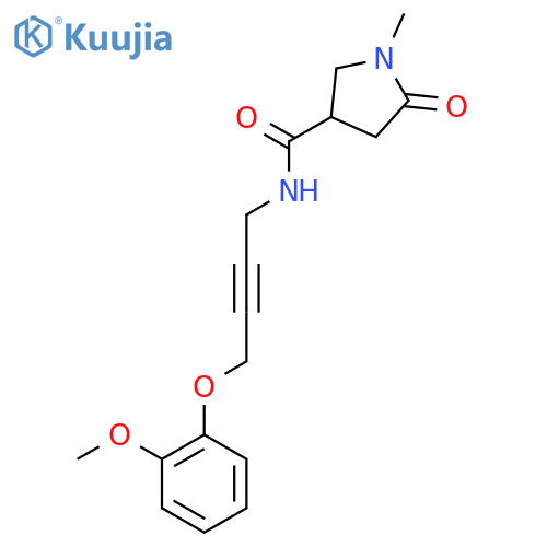 N-4-(2-methoxyphenoxy)but-2-yn-1-yl-1-methyl-5-oxopyrrolidine-3-carboxamide structure