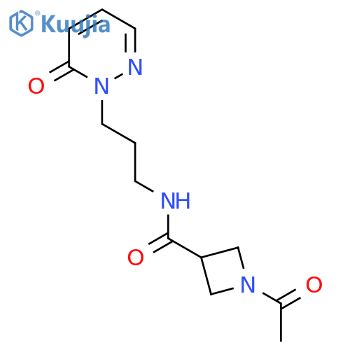 1-acetyl-N-3-(6-oxo-1,6-dihydropyridazin-1-yl)propylazetidine-3-carboxamide structure