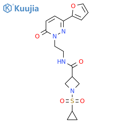 1-(cyclopropanesulfonyl)-N-{2-3-(furan-2-yl)-6-oxo-1,6-dihydropyridazin-1-ylethyl}azetidine-3-carboxamide structure
