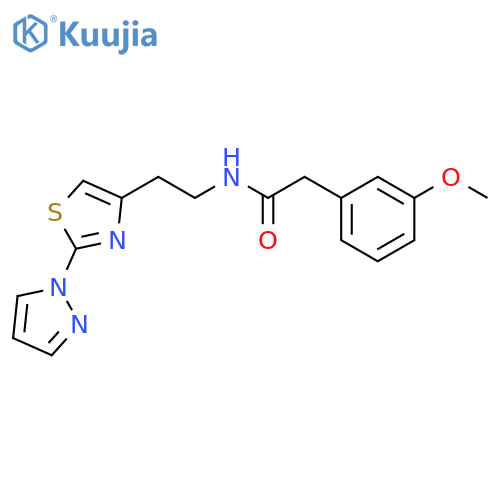 2-(3-methoxyphenyl)-N-{2-[2-(1H-pyrazol-1-yl)-1,3-thiazol-4-yl]ethyl}acetamide structure