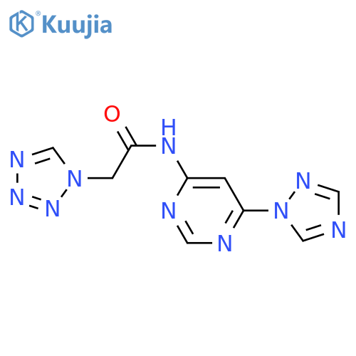 2-(1H-1,2,3,4-tetrazol-1-yl)-N-6-(1H-1,2,4-triazol-1-yl)pyrimidin-4-ylacetamide structure