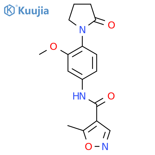 N-3-methoxy-4-(2-oxopyrrolidin-1-yl)phenyl-5-methyl-1,2-oxazole-4-carboxamide structure