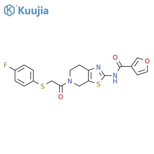 N-(5-{2-(4-fluorophenyl)sulfanylacetyl}-4H,5H,6H,7H-1,3thiazolo5,4-cpyridin-2-yl)furan-3-carboxamide structure
