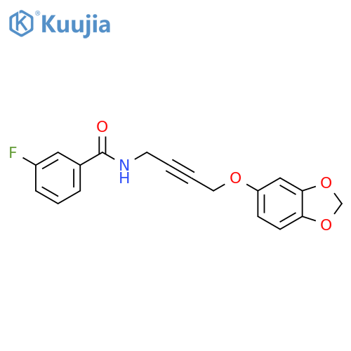 N-4-(2H-1,3-benzodioxol-5-yloxy)but-2-yn-1-yl-3-fluorobenzamide structure