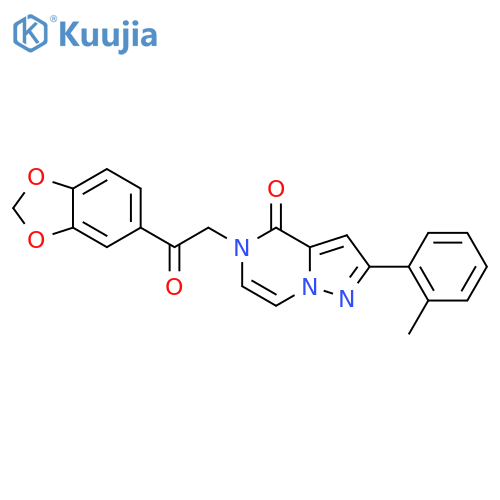 5-2-(2H-1,3-benzodioxol-5-yl)-2-oxoethyl-2-(2-methylphenyl)-4H,5H-pyrazolo1,5-apyrazin-4-one structure