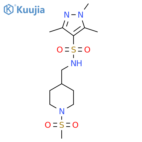 N-(1-methanesulfonylpiperidin-4-yl)methyl-1,3,5-trimethyl-1H-pyrazole-4-sulfonamide structure