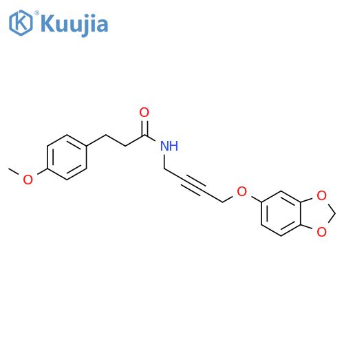 N-4-(2H-1,3-benzodioxol-5-yloxy)but-2-yn-1-yl-3-(4-methoxyphenyl)propanamide structure