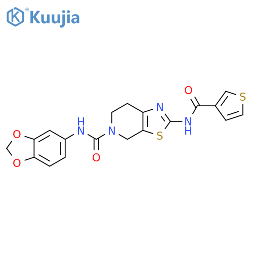 N-(2H-1,3-benzodioxol-5-yl)-2-(thiophene-3-amido)-4H,5H,6H,7H-1,3thiazolo5,4-cpyridine-5-carboxamide structure