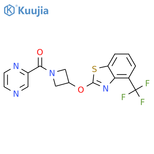 2-{[1-(pyrazine-2-carbonyl)azetidin-3-yl]oxy}-4-(trifluoromethyl)-1,3-benzothiazole structure