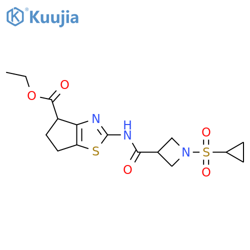 ethyl 2-1-(cyclopropanesulfonyl)azetidine-3-amido-4H,5H,6H-cyclopentad1,3thiazole-4-carboxylate structure