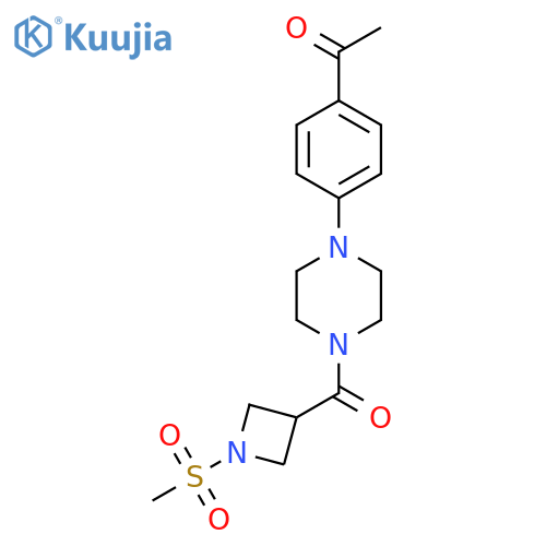 1-{4-4-(1-methanesulfonylazetidine-3-carbonyl)piperazin-1-ylphenyl}ethan-1-one structure