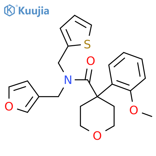 N-(furan-3-yl)methyl-4-(2-methoxyphenyl)-N-(thiophen-2-yl)methyloxane-4-carboxamide structure