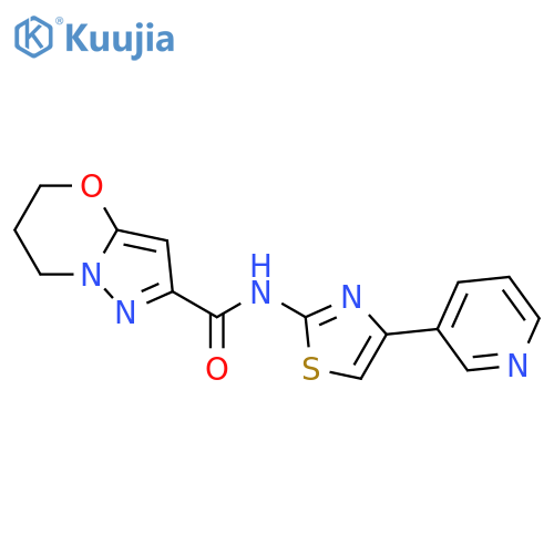 N-4-(pyridin-3-yl)-1,3-thiazol-2-yl-5H,6H,7H-pyrazolo3,2-b1,3oxazine-2-carboxamide structure