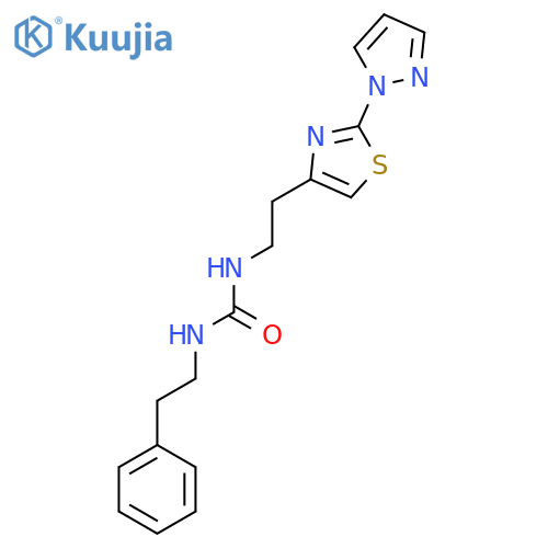 1-(2-phenylethyl)-3-{2-2-(1H-pyrazol-1-yl)-1,3-thiazol-4-ylethyl}urea structure