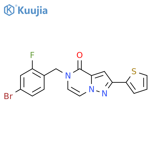 5-(4-bromo-2-fluorophenyl)methyl-2-(thiophen-2-yl)-4H,5H-pyrazolo1,5-apyrazin-4-one structure