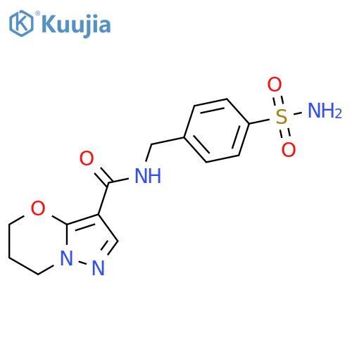 N-(4-sulfamoylphenyl)methyl-5H,6H,7H-pyrazolo3,2-b1,3oxazine-3-carboxamide structure