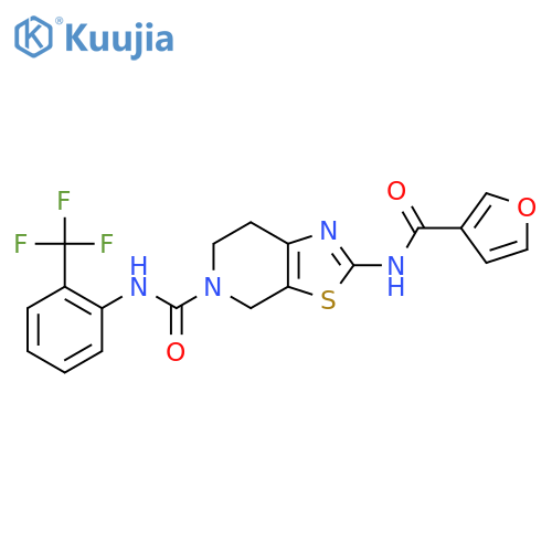 2-(furan-3-amido)-N-2-(trifluoromethyl)phenyl-4H,5H,6H,7H-1,3thiazolo5,4-cpyridine-5-carboxamide structure