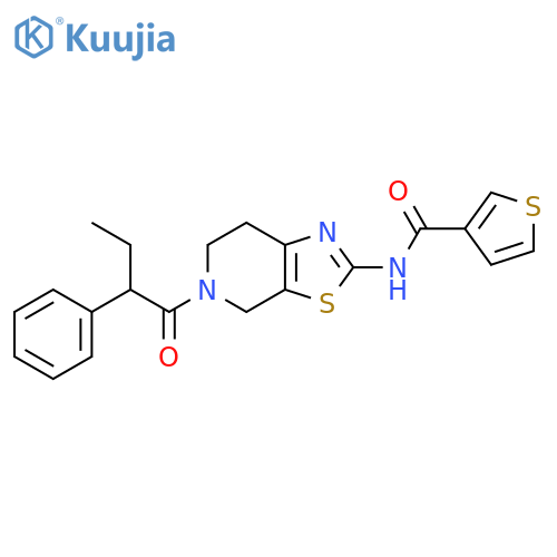 N-5-(2-phenylbutanoyl)-4H,5H,6H,7H-1,3thiazolo5,4-cpyridin-2-ylthiophene-3-carboxamide structure