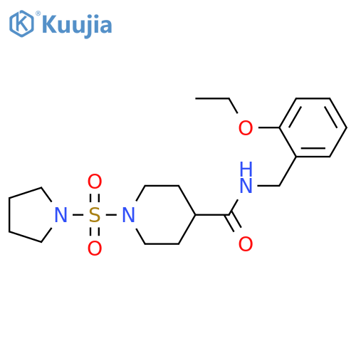 N-(2-ethoxyphenyl)methyl-1-(pyrrolidine-1-sulfonyl)piperidine-4-carboxamide structure