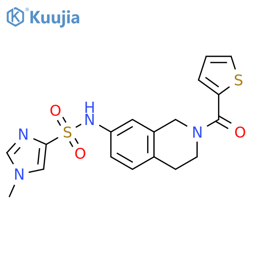 1-methyl-N-2-(thiophene-2-carbonyl)-1,2,3,4-tetrahydroisoquinolin-7-yl-1H-imidazole-4-sulfonamide structure