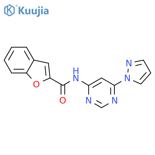 N-6-(1H-pyrazol-1-yl)pyrimidin-4-yl-1-benzofuran-2-carboxamide structure
