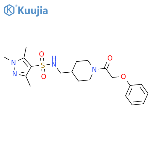 1,3,5-trimethyl-N-{1-(2-phenoxyacetyl)piperidin-4-ylmethyl}-1H-pyrazole-4-sulfonamide structure