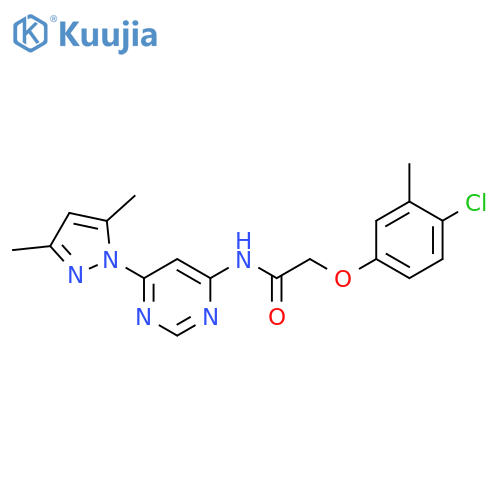 2-(4-chloro-3-methylphenoxy)-N-6-(3,5-dimethyl-1H-pyrazol-1-yl)pyrimidin-4-ylacetamide structure