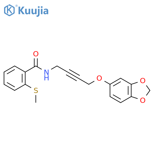 N-4-(2H-1,3-benzodioxol-5-yloxy)but-2-yn-1-yl-2-(methylsulfanyl)benzamide structure