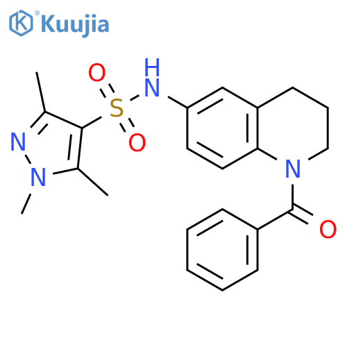 N-(1-benzoyl-1,2,3,4-tetrahydroquinolin-6-yl)-1,3,5-trimethyl-1H-pyrazole-4-sulfonamide structure