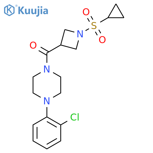1-(2-chlorophenyl)-4-1-(cyclopropanesulfonyl)azetidine-3-carbonylpiperazine structure