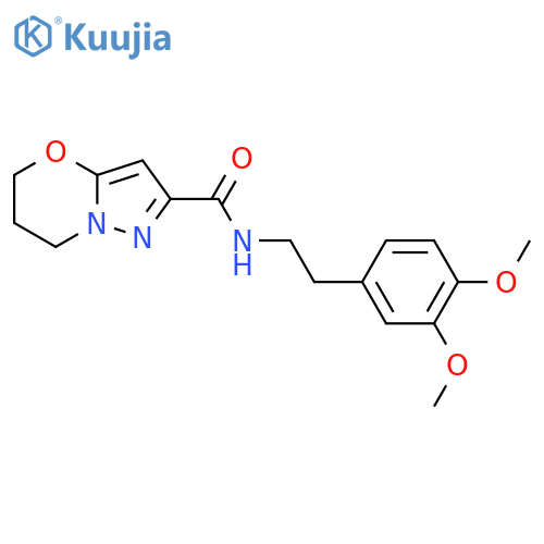 N-2-(3,4-dimethoxyphenyl)ethyl-5H,6H,7H-pyrazolo3,2-b1,3oxazine-2-carboxamide structure