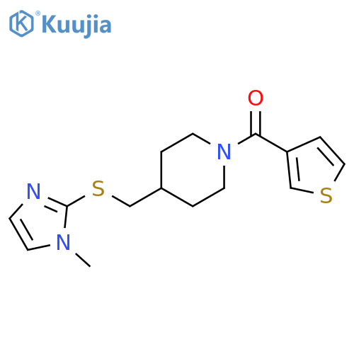 4-{[(1-methyl-1H-imidazol-2-yl)sulfanyl]methyl}-1-(thiophene-3-carbonyl)piperidine structure