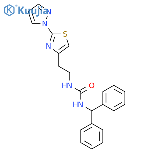 1-(diphenylmethyl)-3-{2-2-(1H-pyrazol-1-yl)-1,3-thiazol-4-ylethyl}urea structure