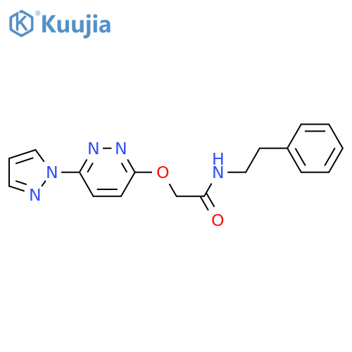 N-(2-phenylethyl)-2-{[6-(1H-pyrazol-1-yl)pyridazin-3-yl]oxy}acetamide structure