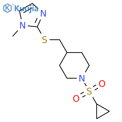 1-(cyclopropanesulfonyl)-4-{[(1-methyl-1H-imidazol-2-yl)sulfanyl]methyl}piperidine structure