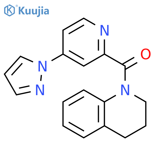 1-[4-(1H-pyrazol-1-yl)pyridine-2-carbonyl]-1,2,3,4-tetrahydroquinoline structure
