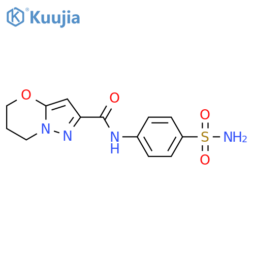 N-(4-sulfamoylphenyl)-5H,6H,7H-pyrazolo3,2-b1,3oxazine-2-carboxamide structure