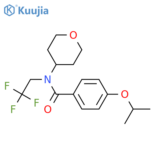 N-(oxan-4-yl)-4-(propan-2-yloxy)-N-(2,2,2-trifluoroethyl)benzamide structure