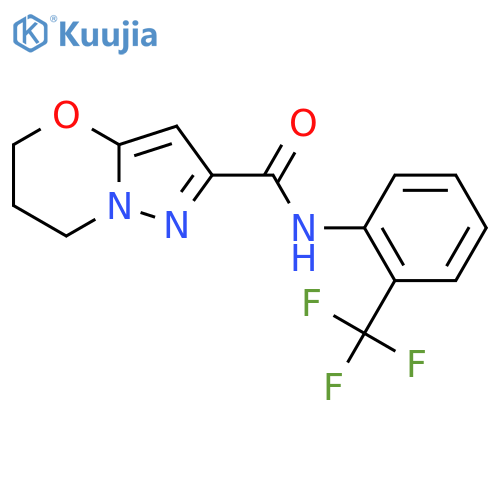 N-2-(trifluoromethyl)phenyl-5H,6H,7H-pyrazolo3,2-b1,3oxazine-2-carboxamide structure